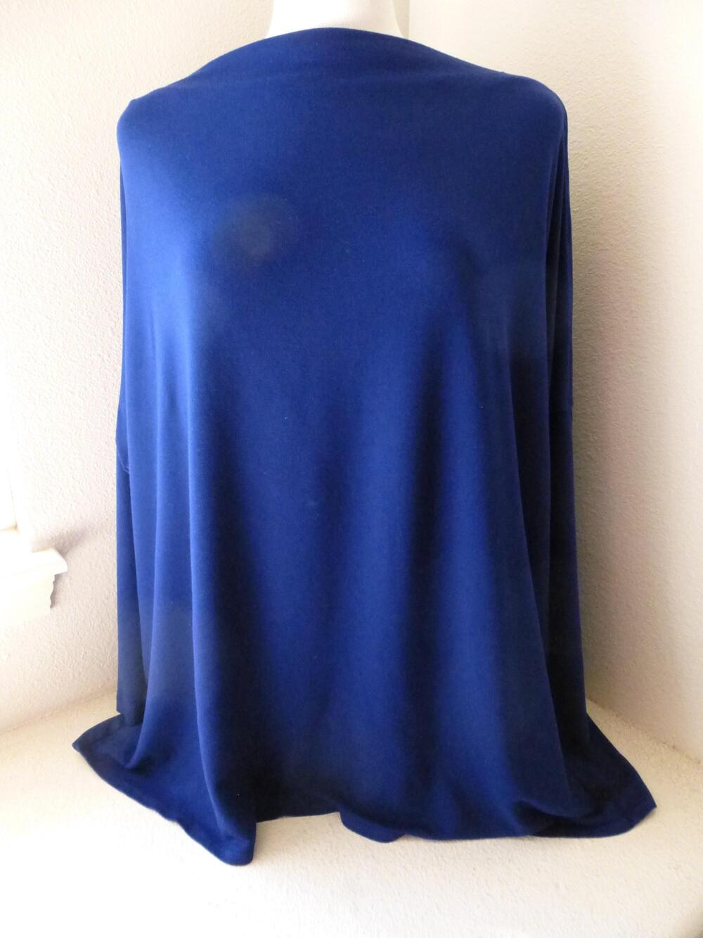 Bryn Walker Sweater Womens XL Blue Boxy Pullover Soft Stretchy Made USA Lounge
